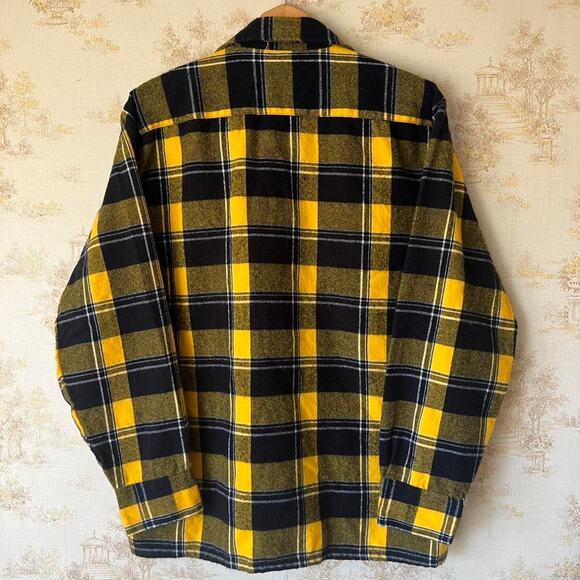 Vintage 80s Backpacker Plaid Flannel | Yellow & Black | Size L - Picture 4 of 8